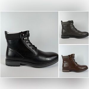 Club Room Westin Lace-Up Boots Men's Round Toe Pull Tab Block Heel NWB New Sizes
